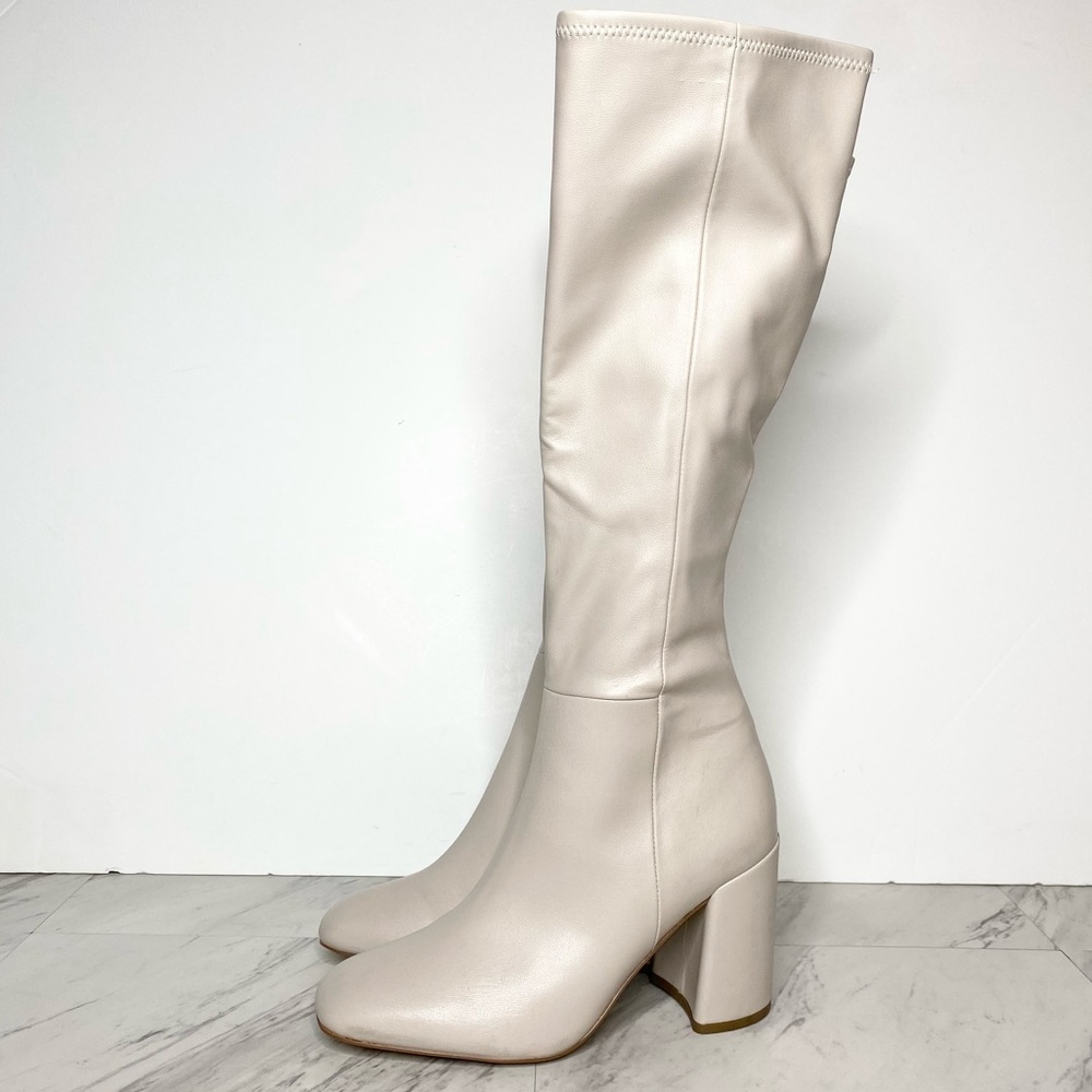 Steve Madden Lizah Ivory Bone Faux Leather Tall Boot 8M